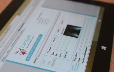 LauraLynn admission form running on a tablet